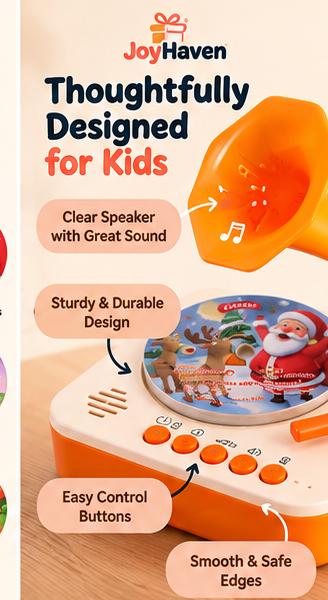 Mini Phonograph Story & Song Player for Kids – 24 Durable Cards